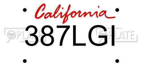 387LGI California License Plate