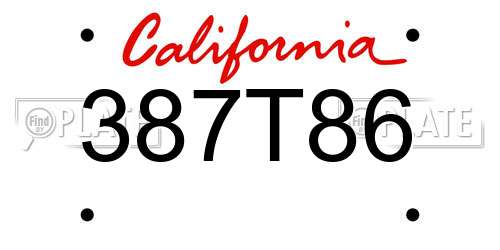 387T86 California License Plate