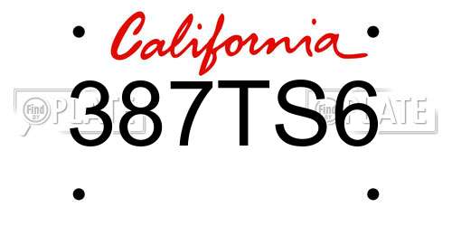 387TS6 California License Plate