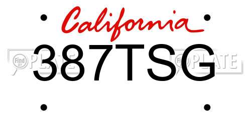 387TSG California License Plate