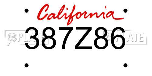 387Z86 California License Plate