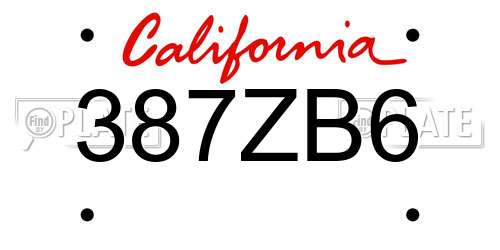 387ZB6 California License Plate