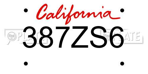 387ZS6 California License Plate