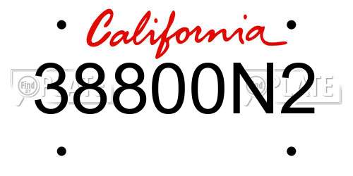 38800N2 California License Plate