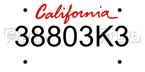 38803K3 California License Plate