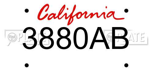 3880AB California License Plate