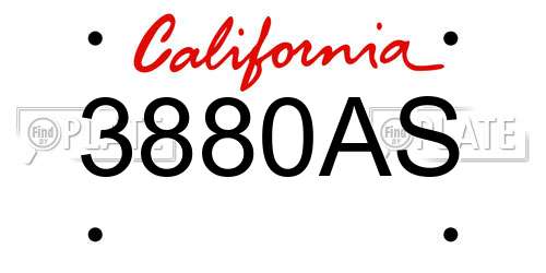 3880AS California License Plate