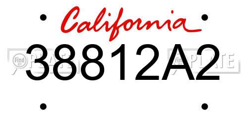 38812A2 California License Plate