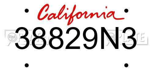 38829N3 California License Plate