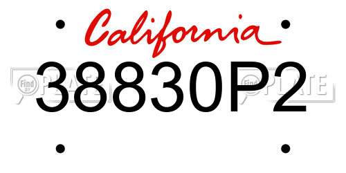 38830P2 California License Plate