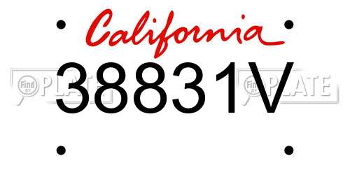 38831V California License Plate