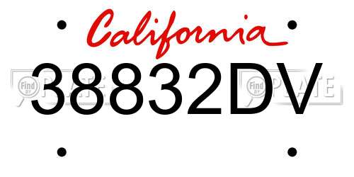 38832DV California License Plate