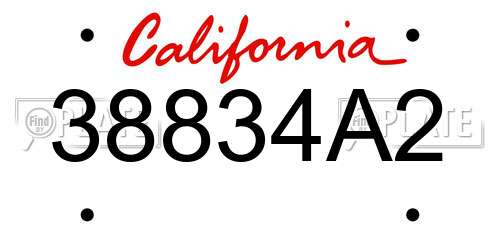 38834A2 California License Plate