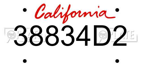 38834D2 California License Plate