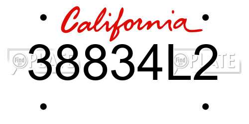 38834L2 California License Plate