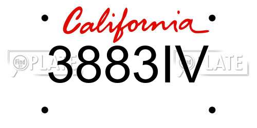 3883IV California License Plate