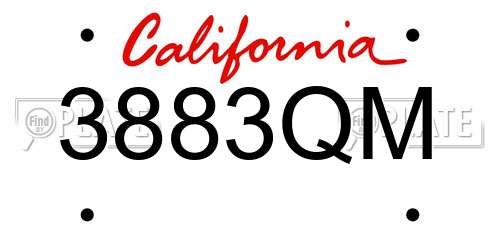 3883QM California License Plate
