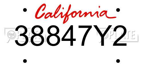 38847Y2 California License Plate