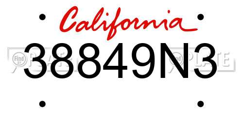 38849N3 California License Plate
