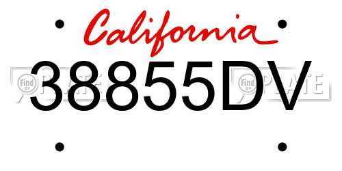 38855DV California License Plate