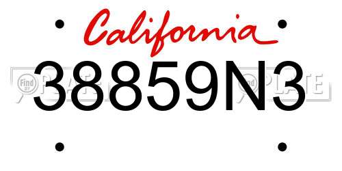 38859N3 California License Plate