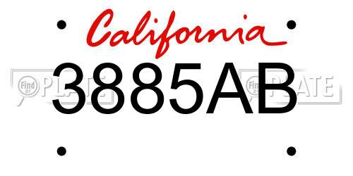 3885AB California License Plate