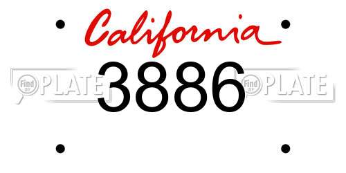 3886 California License Plate