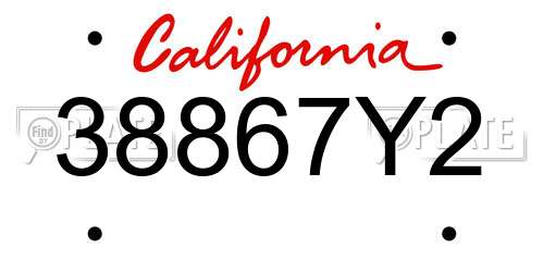 38867Y2 California License Plate