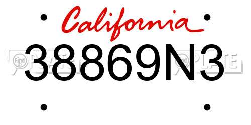 38869N3 California License Plate