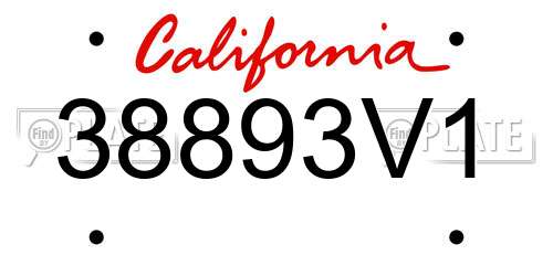 38893V1 California License Plate