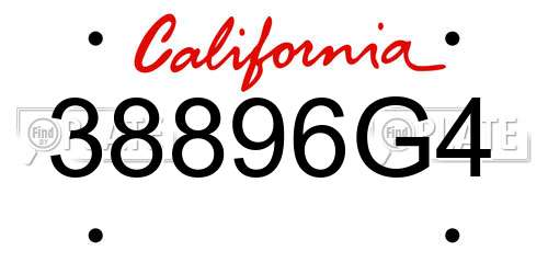 38896G4 California License Plate