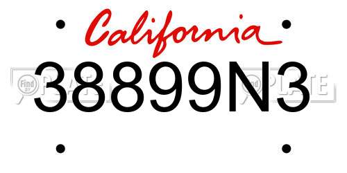 38899N3 California License Plate