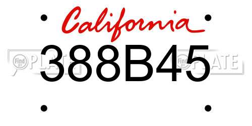 388B45 California License Plate
