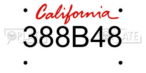 388B48 California License Plate