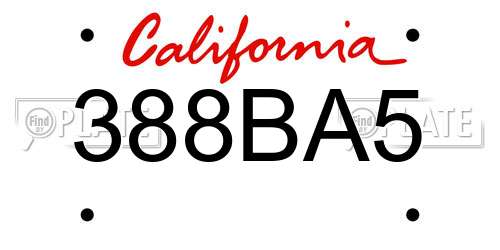 388BA5 California License Plate