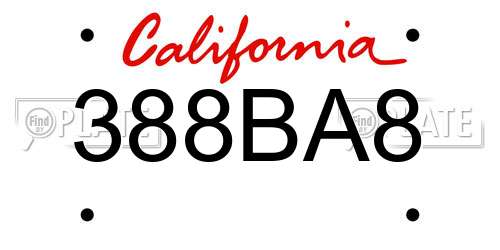 388BA8 California License Plate