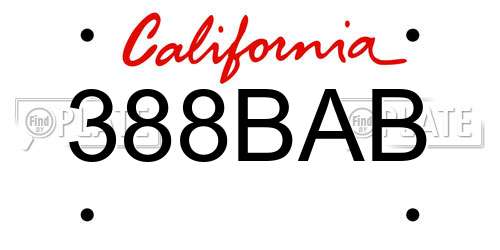 388BAB California License Plate