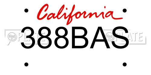 388BAS California License Plate
