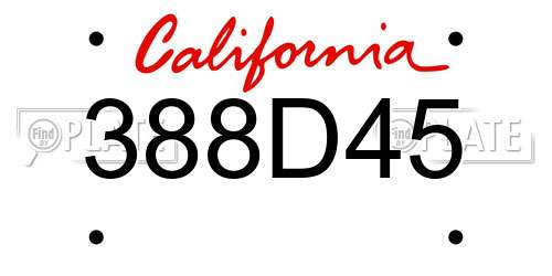 388D45 California License Plate