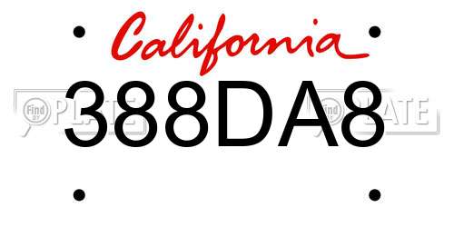 388DA8 California License Plate