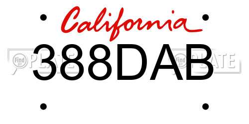 388DAB California License Plate