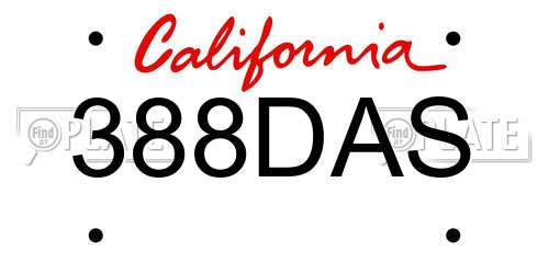 388DAS California License Plate