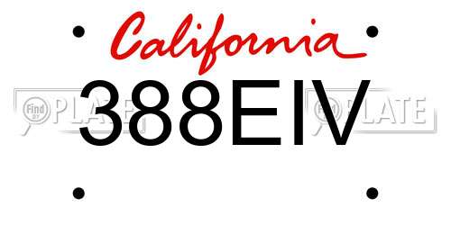 388EIV California License Plate
