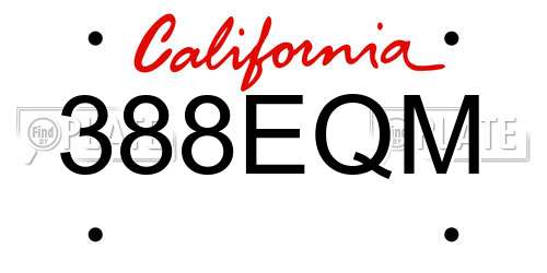 388EQM California License Plate