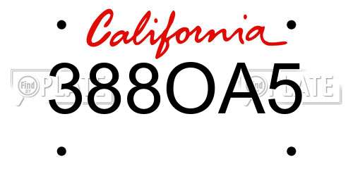 388OA5 California License Plate