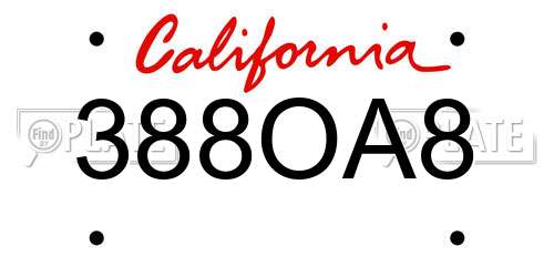 388OA8 California License Plate