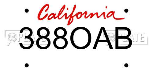 388OAB California License Plate