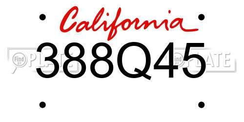 388Q45 California License Plate