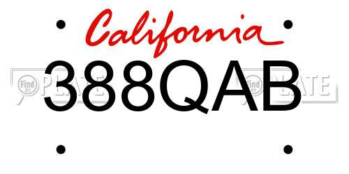388QAB California License Plate