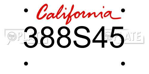 388S45 California License Plate